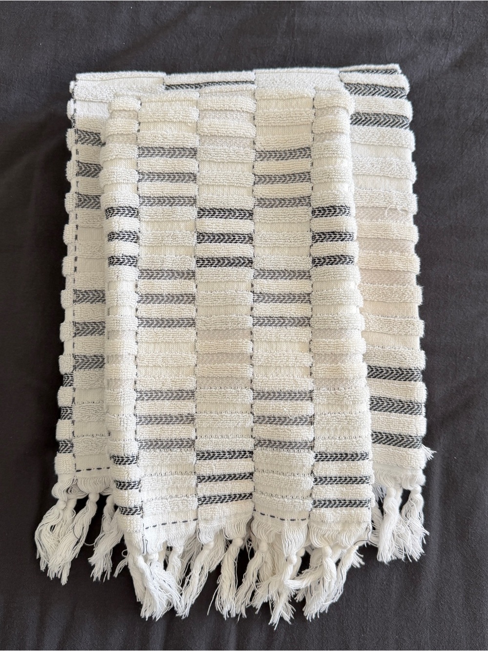 World Market Sloan Black and Ivory Sculpted Strip Towel Set